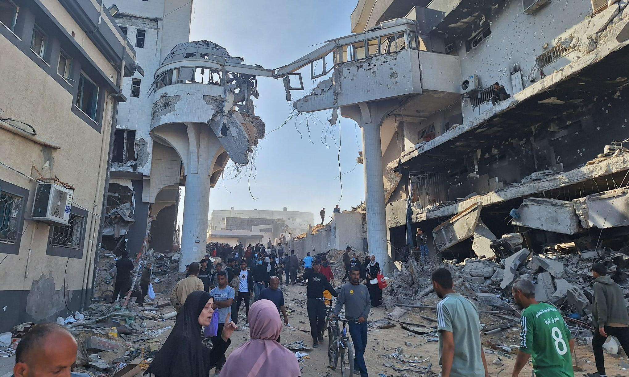 Destruction at Al-Shifa, Gaza’s largest hospital, which is now out of service. 