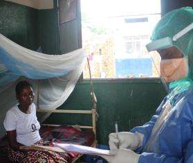 Dr Théophile Lukembe, physician at Bolomba General Referral Hospital, consults Mpox patients at Bolomba General Referral Hospital.