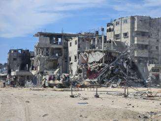 Destruction at Nasser Hospital in southern Gaza in March 2024.