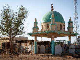 Ruins of a mosque in El Geneina, Sudan.