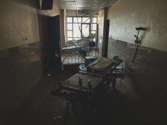 Destruction inside Nasser Hospital in Gaza on April 23, 2024.