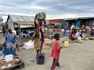 Scene of everyday life inside the Protection of Civilians Site in Malakal, South Sudan.