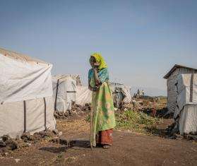 A displaced Congolese woman in a makeshift camp near Goma, DRC.