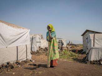 A displaced Congolese woman in a makeshift camp near Goma, DRC.