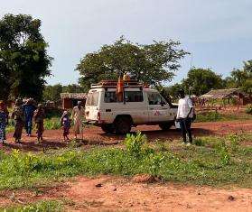 An MSF team arrives in the village of Wogra in Central African Republic