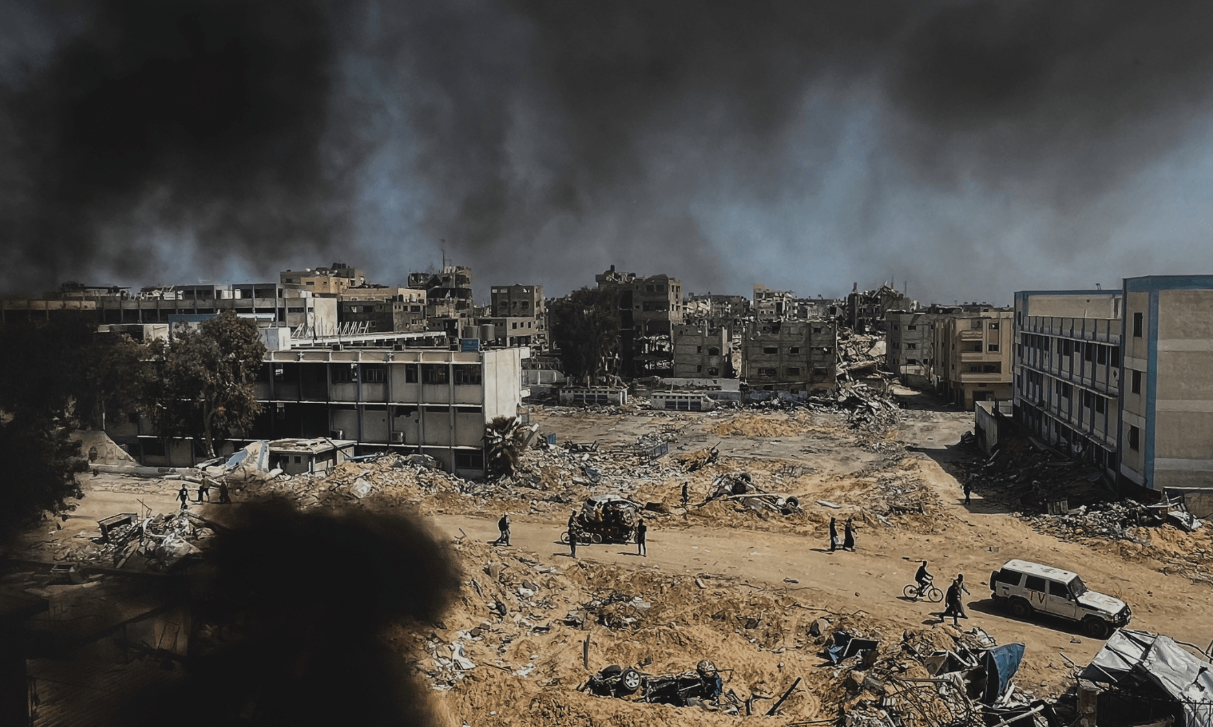 Destruction near Khan Younis, where Nasser Hospital is located, earlier this year.