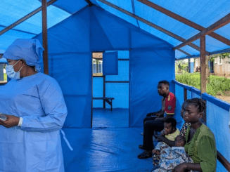 View of the patient triage area at the Budjala general referral hospital. MSF also deployed a team in the Budjala health zone in South Ubangi to support health authorities in the response against Mpox