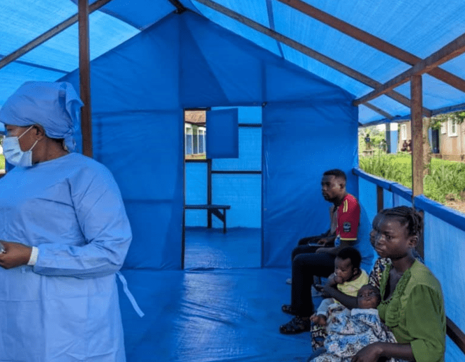 View of the patient triage area at the Budjala general referral hospital. MSF also deployed a team in the Budjala health zone in South Ubangi to support health authorities in the response against Mpox